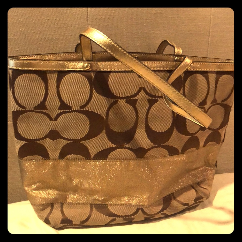 Never used COACH purse khaki and gold!